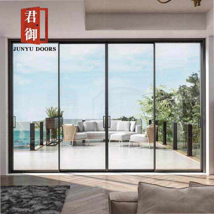 网红极边框阳台璃推玻拉客厅隔厨房断三联动吊轨710隐窄形移门