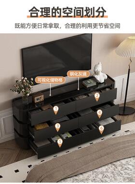 法式奶油风斗柜卧床柜薄极窄款30CM室玻璃复超古尾黑色HG-N8377柜