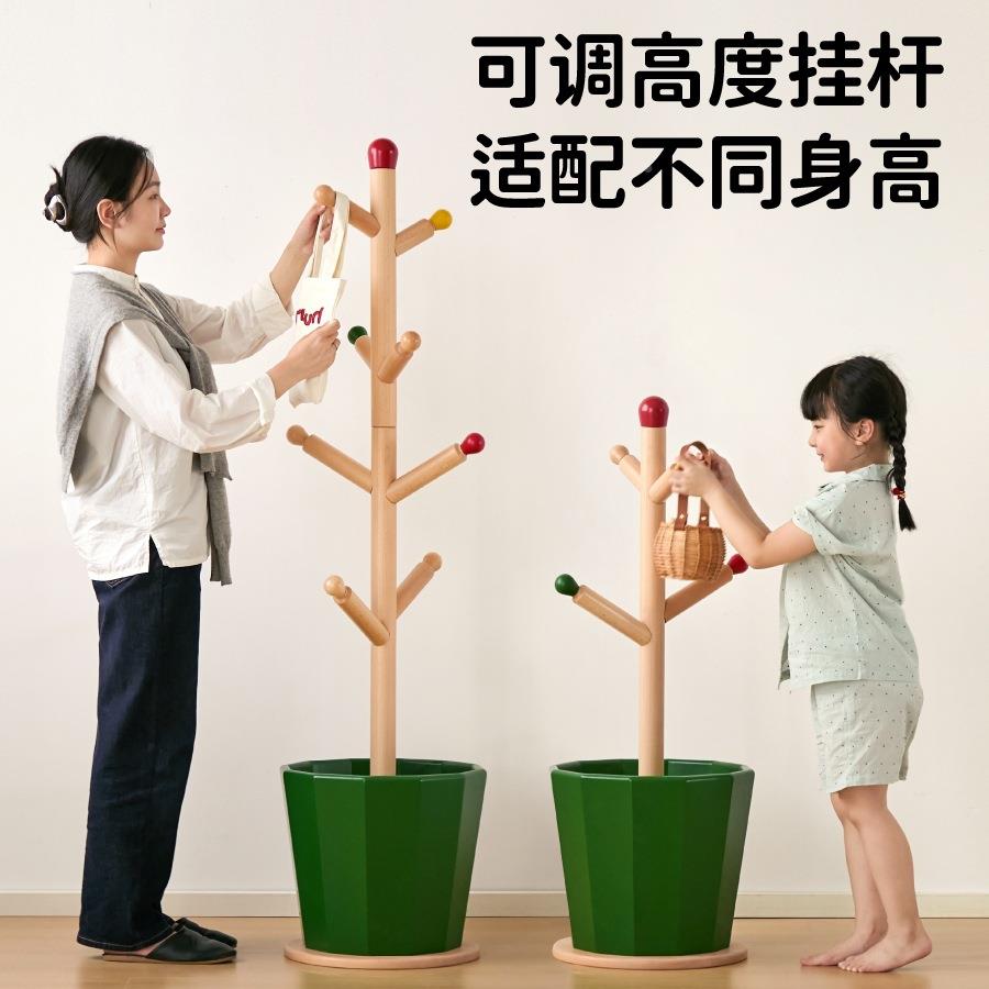 LI床KKID儿童帽架实木落衣架F98H75J9小孩衣卧室地实木可爱创意边