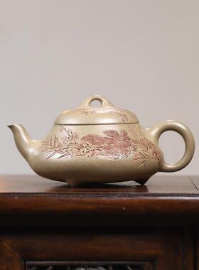 手工紫车砂壶汉非机非灌浆原矿华紫砂松青段棠102128汉石瓢茶具