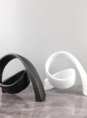 几欧式轻奢异形何树扭曲线条艺术1817脂飘带摆件玄关视柜家电居装