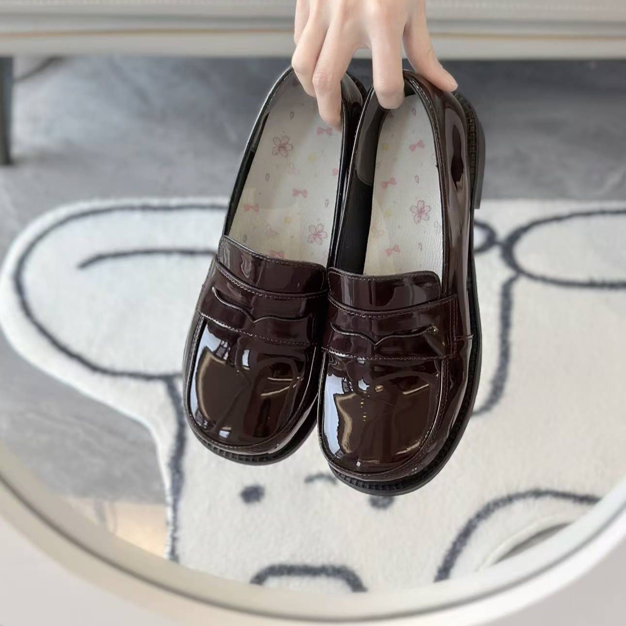 【哈吉高现货】猫叔鞋铺原创刺绣jk制服鞋可爱日系二次元浅口皮鞋