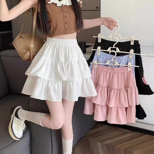 花铃太太2025年新款半包臀黑色丝绒蛋糕裙小个子春季甜美风短裙