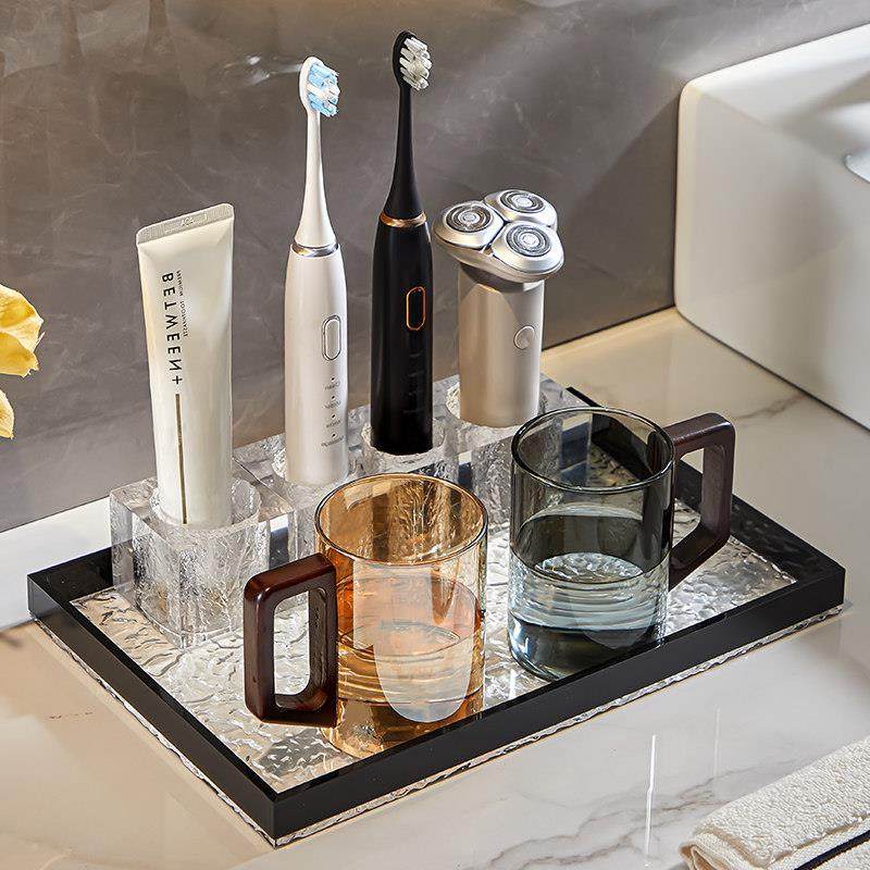 高级电动牙刷置物架浴室台面收纳洗漱套装漱口杯牙刷牙具底座架子