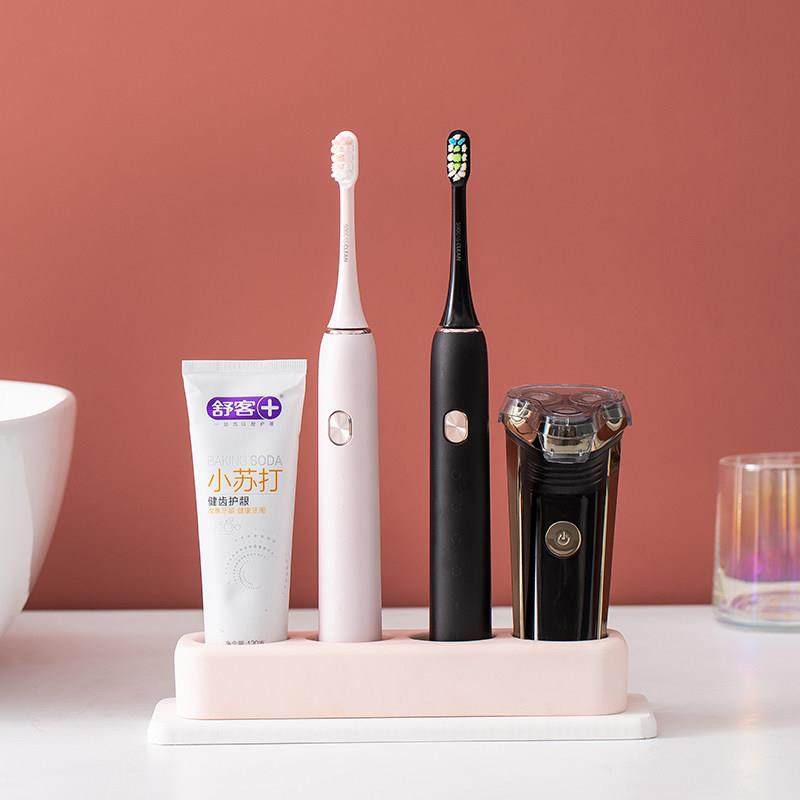 电动牙刷架硅藻泥无打孔浴室桌面牙膏存储架一个家庭三放置架