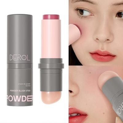 好Q弹 软糯矽胶刷头双头腮红棒 出口欧美可携式二合一粉膏质地腮