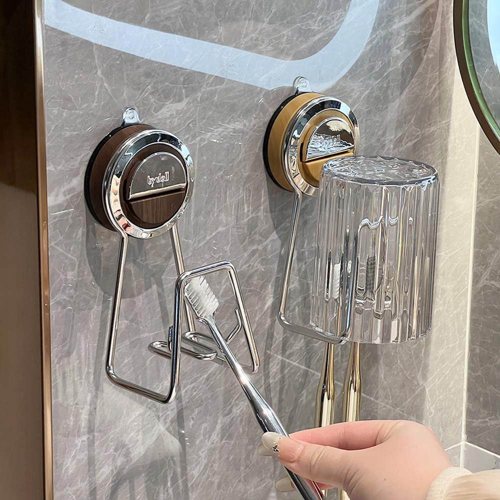 吸盘牙刷架洗漱杯挂架卫生间浴室轻奢免打孔壁挂式牙刷收纳置物架