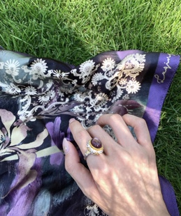 巴黎法式复古戒指女气质百搭简约时尚高级感优雅鹭青一同款戒指