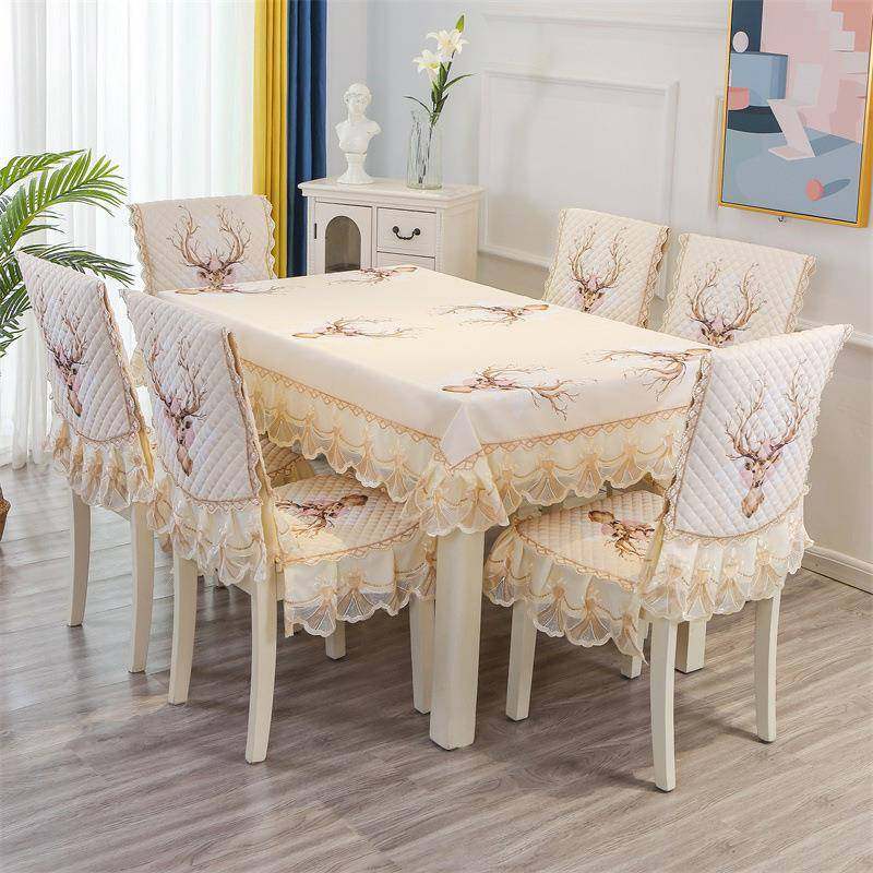 欧式餐桌布中式椅垫椅套套装布艺连体田园椅子套坐垫餐椅垫套装