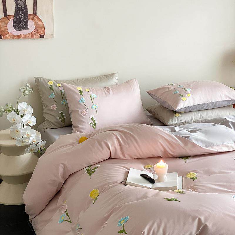 秋冬加厚100S长绒棉磨毛全棉毛巾绣被套四件套保暖高密度纯棉床品