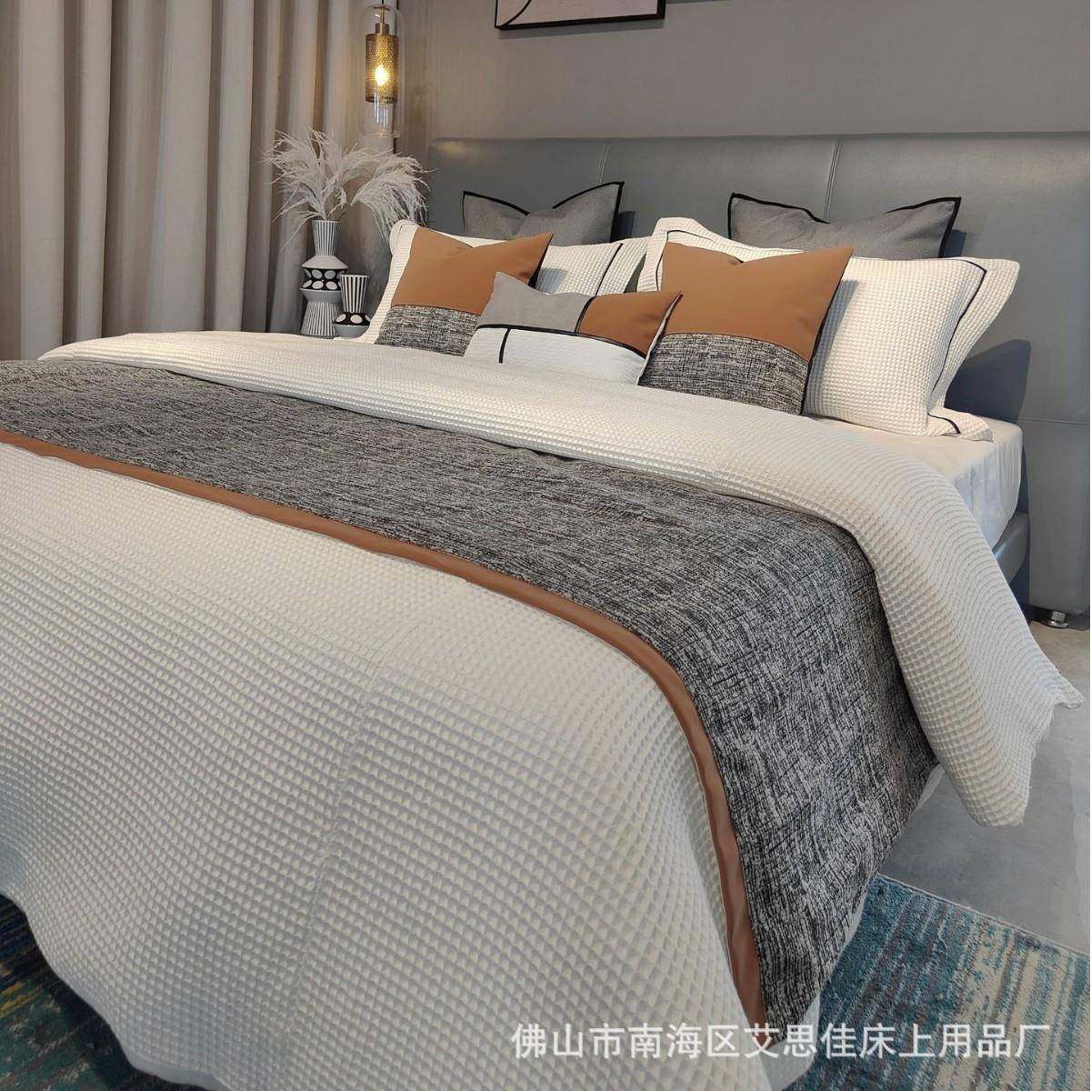 欧美轻奢橙色系床品套件样板房酒店别墅主题民宿床上用品多件套