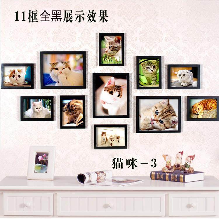 宠物店装饰画猫狗挂画个性小狗猫咪照片墙壁画墙画组合相框相框墙