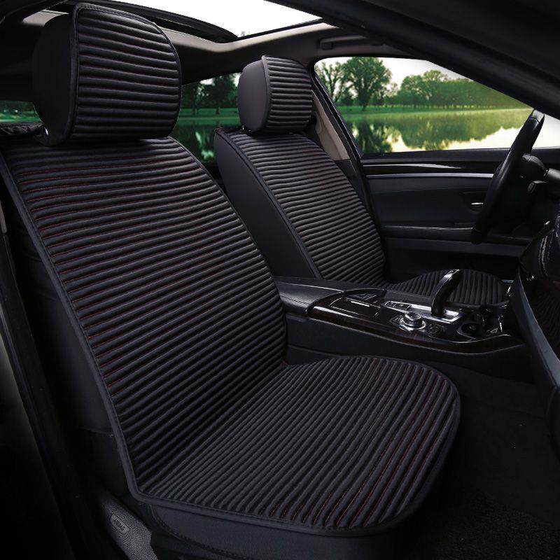 汽车坐垫套四季通用全包围荞麦壳养生夏天亚麻布半包座垫套新凉垫