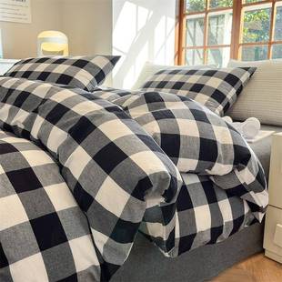 纯棉色织水洗棉全棉被套单件150x200床单人被罩200x230男被单双人