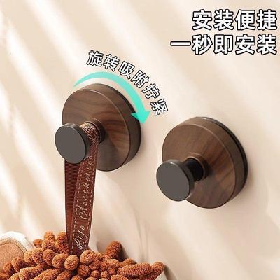 【下单立减50】胡桃木纹吸盘旋转挂钩免打孔厨房置物架浴室挂衣钩