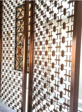 山东金色电铁艺隔屏风入户玄关古铜断色新中PH001式屏风隔断卧镀