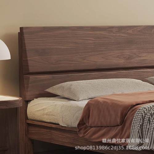 南美胡桃木实木高代简约主卧双人床1.8米原现木品质极床简风BD611