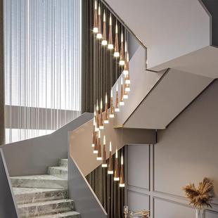 子转楼梯间复式楼旋挑高客厅锤灯轻奢别吊墅中空流星974雨楼梯吊