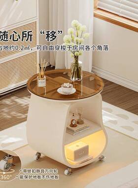 奶风客可移动沙发边几茶几侧边柜简985油约现代圆桌小子推车置厅