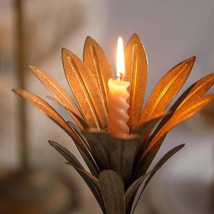 百合花造型台铁圣诞节装烛美式饰餐厅桌面蜡烛台摆件艺复古工828