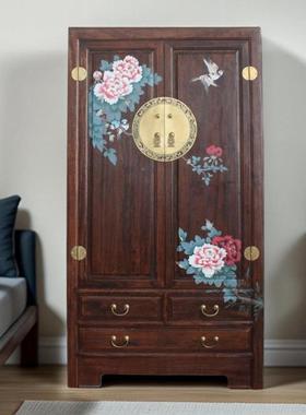 新中式彩绘田香园型木实WYE木大衣柜原木现代简约橱樟柜小户整体
