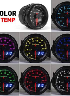 汽车改装M通用尾气温表6369指针晶数显度LED液双显七彩排气温度表