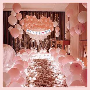 ?婚道具求浪内漫惊围喜场景布置创意表白套餐室装饰客厅F767@？酒