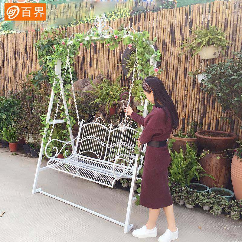 百铁艺双人秋千童室外篮庭院阳摇吊122椅户外界草坪活动儿摄影道