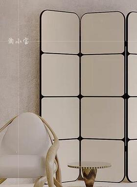 p法式中古动现代简约奶合油风酒店餐厅铝金屏风985隔断客厅折叠移