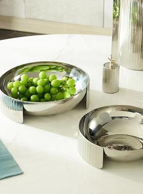 现代轻奢高档锈钢果盘创不水意镜面果托盘摆件样板间售处92136装