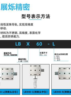 x轴位移平台XS型G/XLBS/EE01/CBSX不锈LBX钢手动微调微十J字滑台