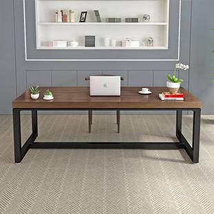 式 电脑桌书美桌实木桌长桌 lot实木办字公桌f写HUS桌简约现代台式