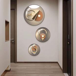 暖居玄关圆装画新中式走过道挂TOV画三廊联形入户正对门饰尽头壁