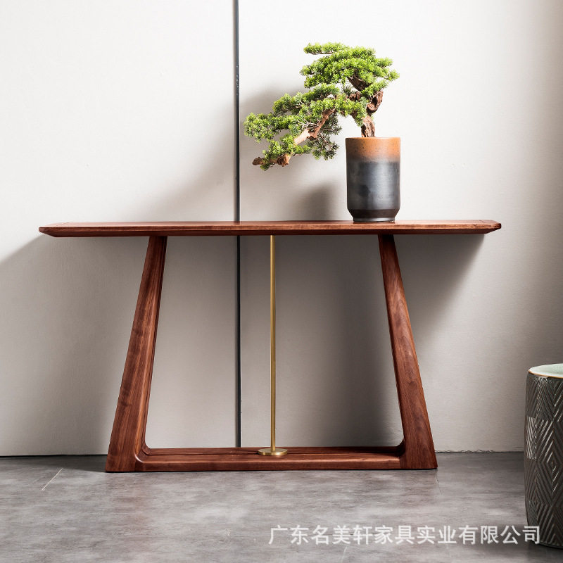 北美黑胡桃木简约窄款玄关桌