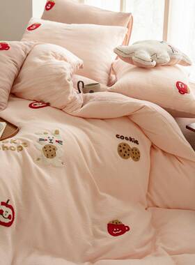 卡TWO通童卧室床儿上用品四件套AB版40双纱学生宿舍被套床件单层