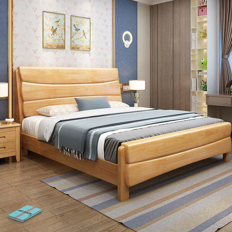 新米中式实木床1602#.8米大床1.5双人床经济型储约现代简家具主卧