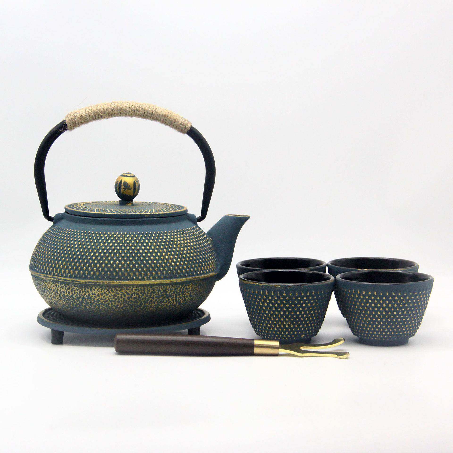 彩色铸铁壶900m新款609简约生铁养壶煮水泡茶家用生茶配套茶l具套