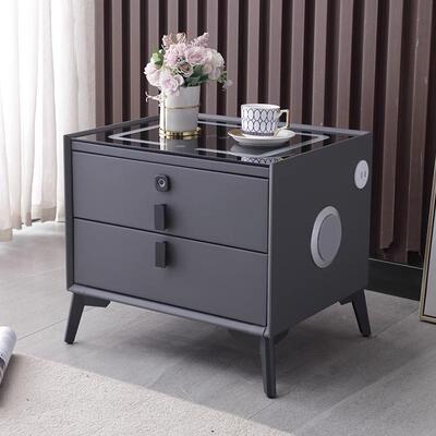 I小型充实2智能床头柜现HGV代简约多功能无线可木电带指纹锁岩板