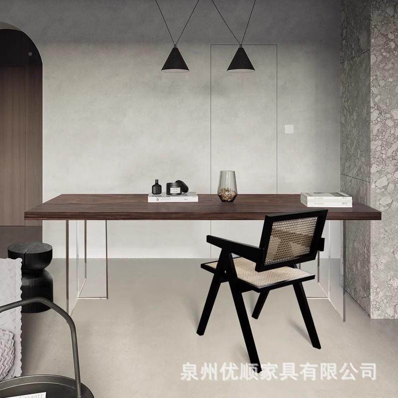 复古风实木书桌计简约客厅餐桌明亚克力悬浮茶桌书透房设HIH作师,电子元器件市场,其它元器件,淘宝优惠券,粉丝福利购,淘宝优惠卷