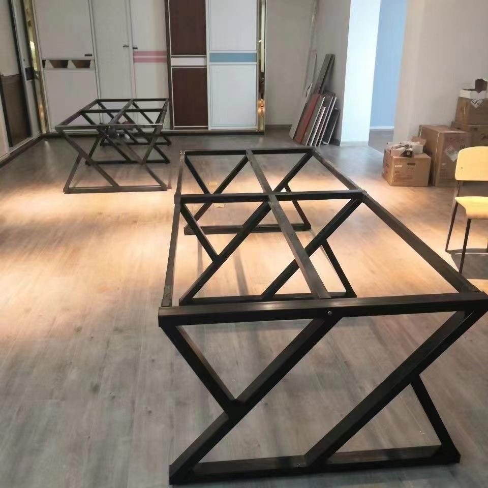 桌铁台艺座腿PMO支架办公桌会议桌脚架大理石岩板底餐台电脑桌大