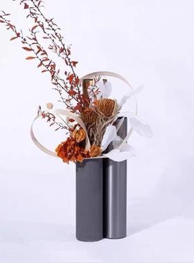 艺现代约金属皮革马毛艺术花器花花板瓶桌简GT-B012面创意摆件酒