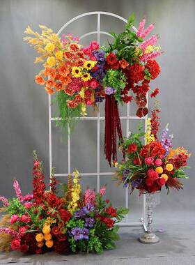 婚庆南洋风森系真花婚舞台背景礼FXZ布仿置饰橱窗装花拍摄道具花