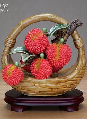 石饰公湾仔陶瓷荔枝水果篮子摆件客厅酒餐柜FSX边柜冰箱顶部摆设