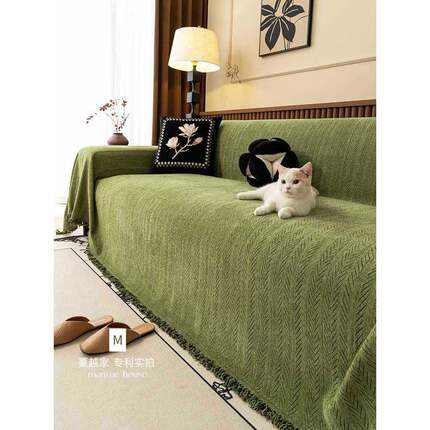 蔓越F78XW7W7家巾中古风感沙发雪尼尔罩客厅沙四发套布防猫抓季通