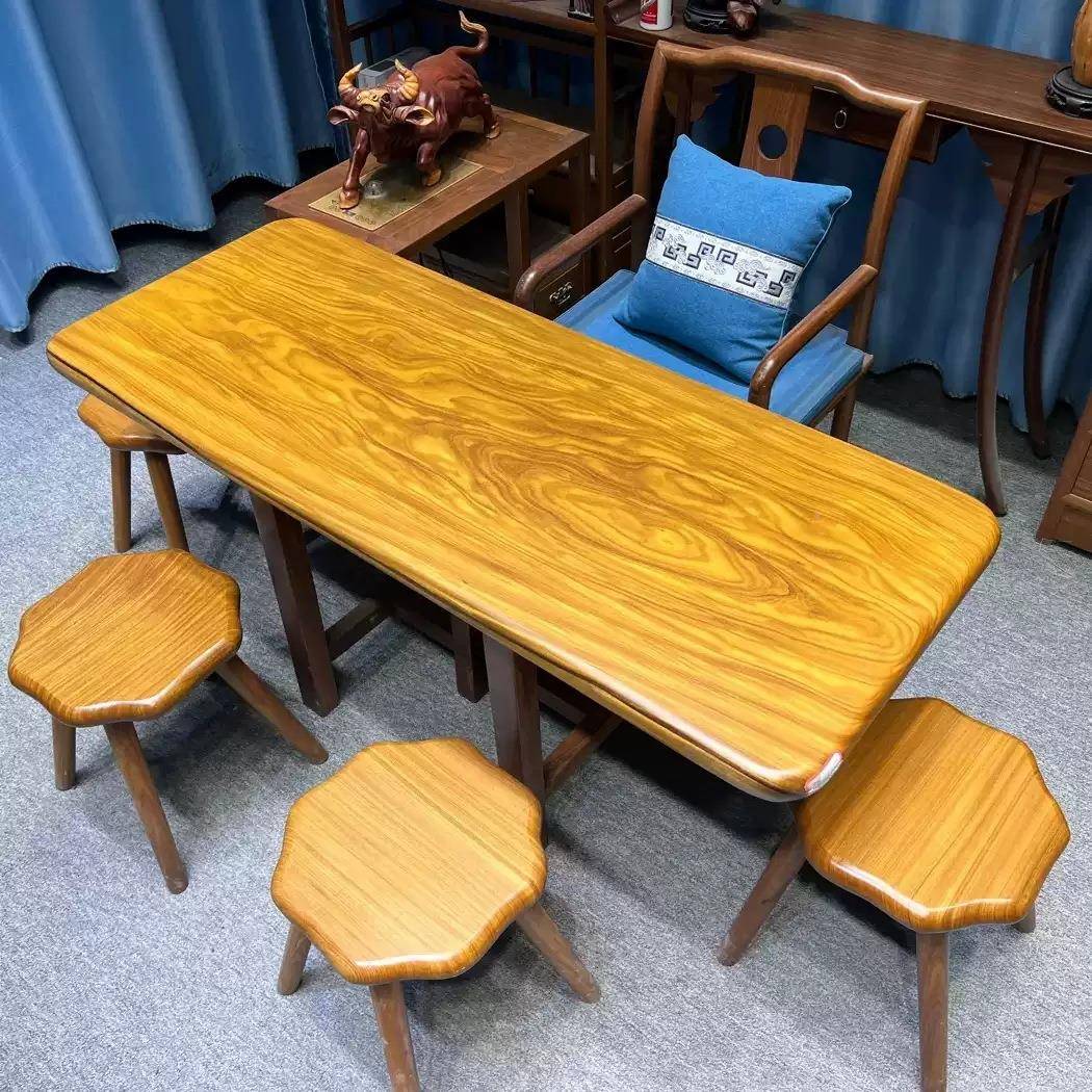 非洲柚茶木实木胡大板无品牌/桌整板茶台书桌木餐桌画案黑桃木原