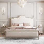 美TIA式 床实轻奢现代主卧婚人床木双1.8米简约奢华床高箱储物法式