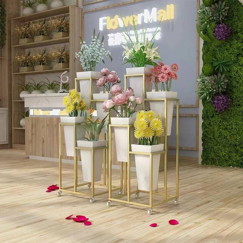婚庆金铁艺几何方框花架布花柱色婚礼具置装饰道20230821摆件架花