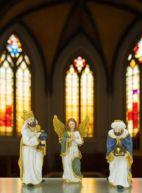 色圣Z1239诞马艺槽组1件1件套树脂摆创意场景摆设人物雕像彩工品