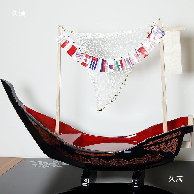 黑色寿船司盘刺身船干冰料理船BS三文鱼刺EFE身盘日式料A理龙舟盛