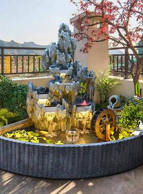 花庭院户外鱼池造景台假山循RAD环水喷泉露园水大型造景摆件流水